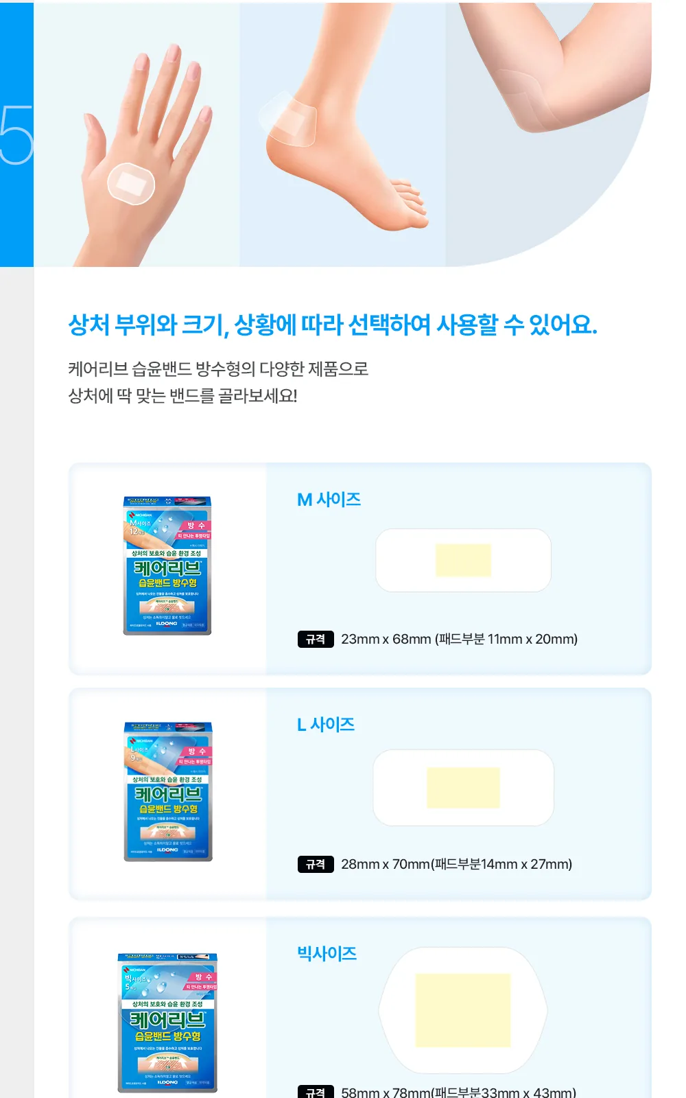 케어리브습윤밴드방수형 CNB 발뒷꿈치8매 상세 설명